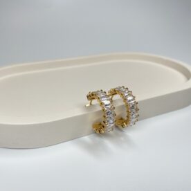 Kolczyki złote Crystal białe - obrazek 4