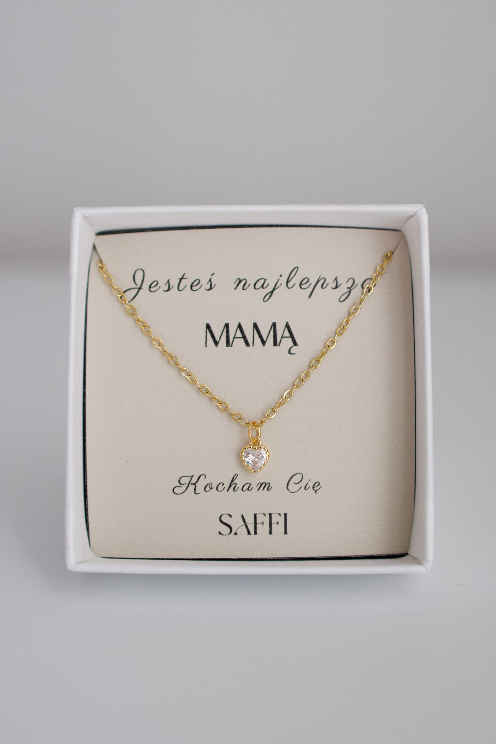 Naszyjnik złoty minimalistyczne kryształowe serce crystal - obrazek 2