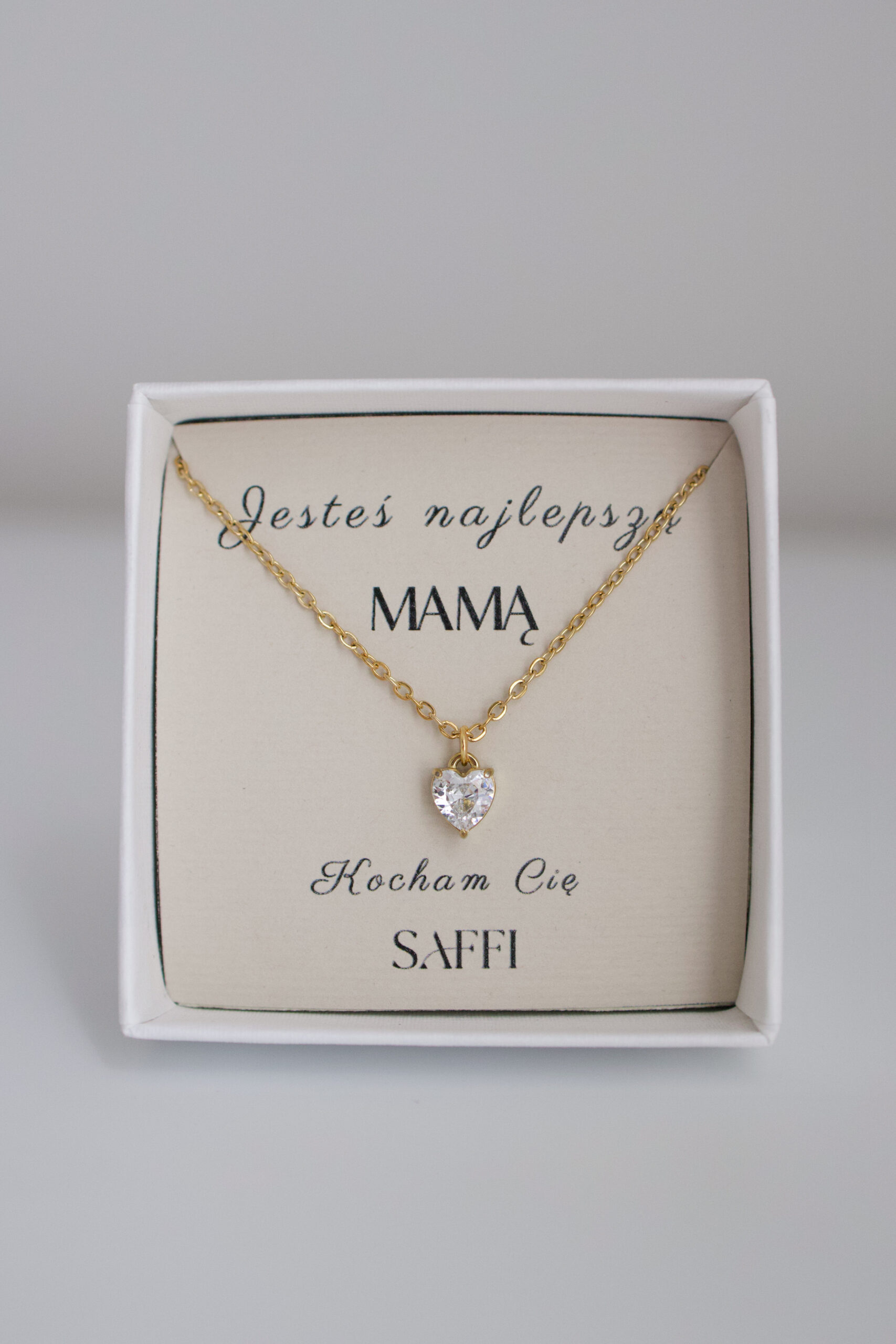 Naszyjnik złoty kryształowe serce crystal N°1 - obrazek 2