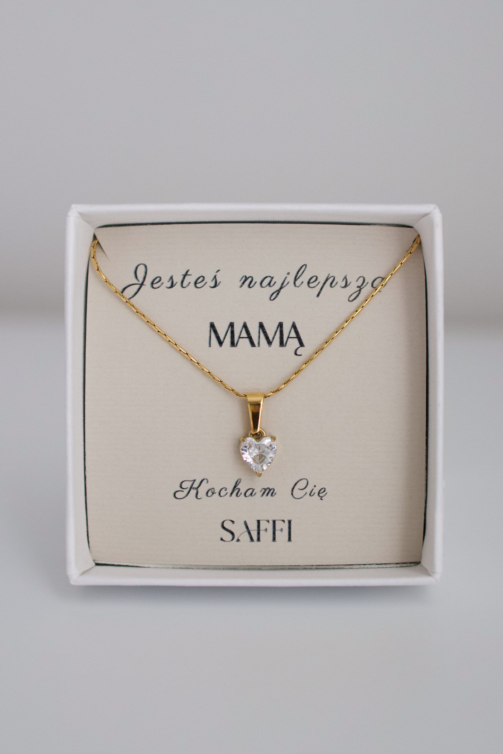 Naszyjnik złoty kryształowe serce crystal N°2 - obrazek 2